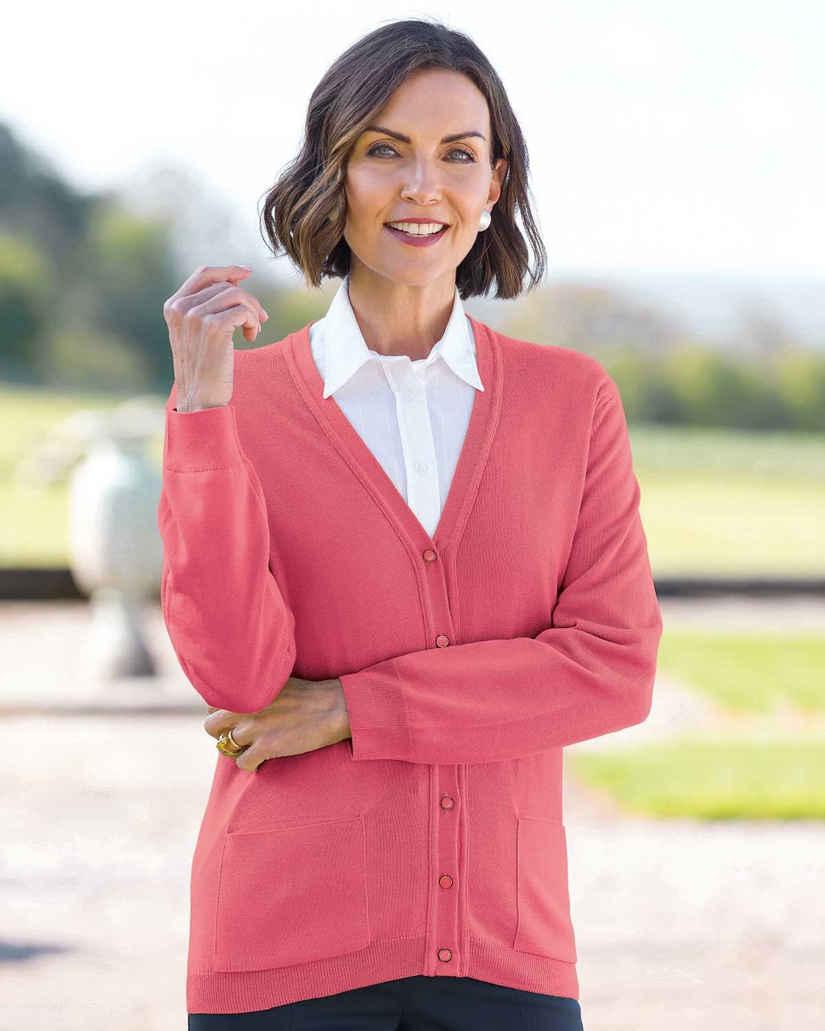 Long pink deals cardigan ladies